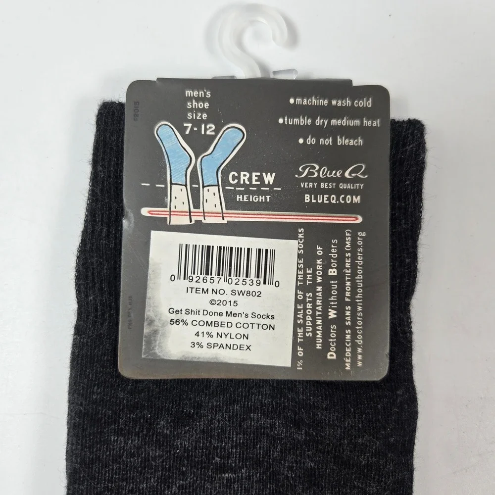 Blue Q Get Sh*t Done Later Mens 7-12 Gray Novelty Funny Gag Gift Crew Socks NEW